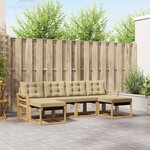 vidaXL Ensemble de canapés d'extérieur 6 Pièces Blanc et Beige