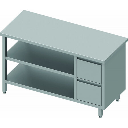 Table inox avec tiroir a droite et 2 etagères - gamme 600 - stalgast -  - 800x600 x600xmm