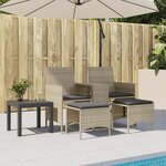 vidaXL Canapé de jardin 2 places avec table tabourets gris clair rotin