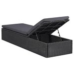 vidaXL Chaise longue Résine tressée Noir et gris foncé