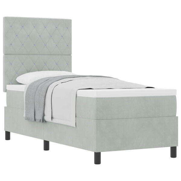 vidaXL Lit à ressorts avec matelas Gris clair 80 x 200 cm Velours