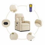 vidaXL Fauteuil inclinable de massage Crème Tissu