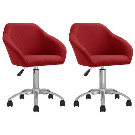 vidaXL Chaises pivotantes à manger lot de 2 rouge bordeaux tissu