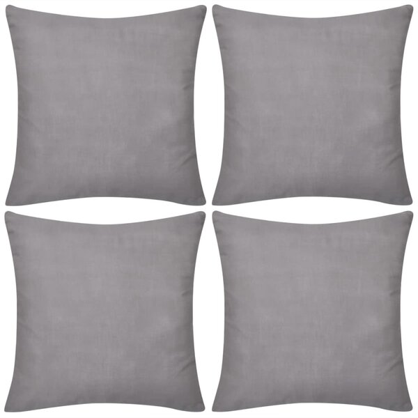 4 housses de coussin en coton 80 x 80 cm Gris