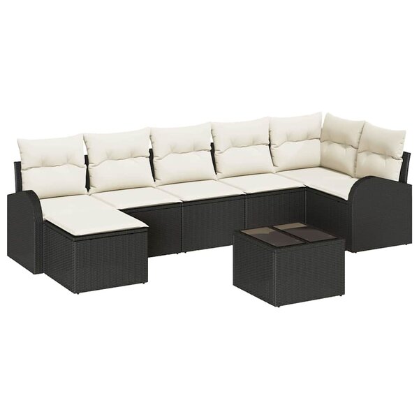 vidaXL Ensemble de canapé de jardin 8 Pièces Noir Poly rotin