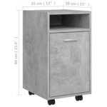 vidaXL Armoire latérale et roues Gris béton 33x38x60cm Bois ingénierie