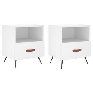 vidaXL Tables de chevet 2 Pièces blanc 40x35x47 5 cm bois d’ingénierie