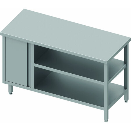 Table inox avec porte & 2 etagères - profondeur 600 - stalgast -  - acier inoxydable1300x600 x600xmm