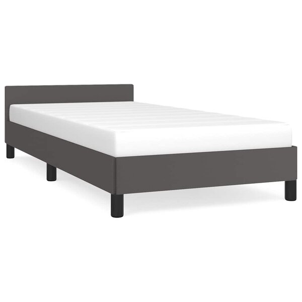 vidaXL Cadre de lit avec tête de lit sans matelas gris 90x200 cm