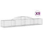 vidaXL Paniers à gabions arqués 9 Pièces 300x50x40/60 cm fer galvanisé