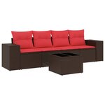 vidaXL Salon de jardin avec coussins 5 Pièces marron résine tressée