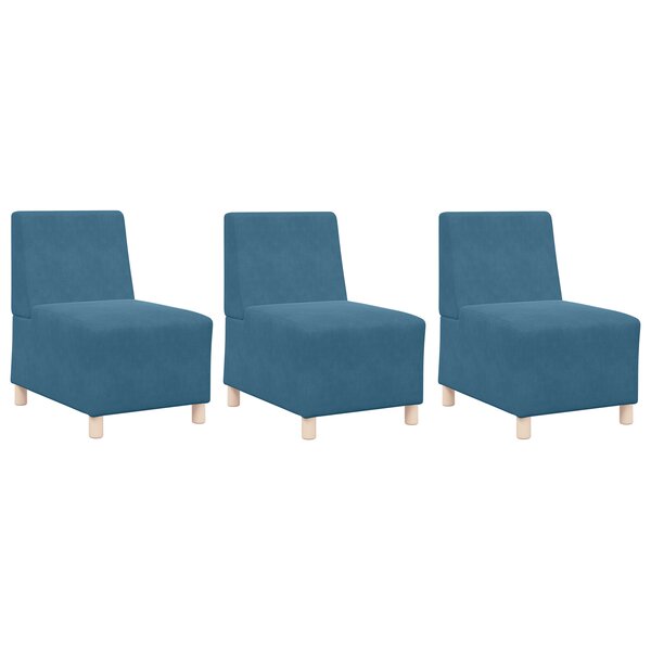 vidaXL Chaises Sofa 3 Pièces Bleu 55 x 74 x 82 cm Velours