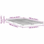 vidaXL Cadre de lit surélevé Marron 120 x190 cm Bois massif en pin