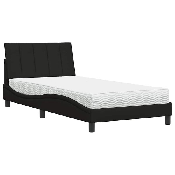 vidaXL Lit avec matelas Hanko noir 100x200 cm tissu
