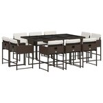vidaXL Ensemble à manger de jardin et coussins 11 Pièces marron rotin