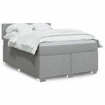 vidaXL Sommier à lattes de lit avec matelas Gris clair 140x190cm Tissu