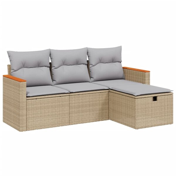 vidaXL Salon de jardin avec coussins 4Pièces mélange beige résine tressée