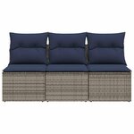 vidaXL Canapé de jardin avec coussins 3 places gris résine tressée