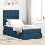 vidaXL Lit avec rangement et matelas Bleu 100 x 200 cm Polyester