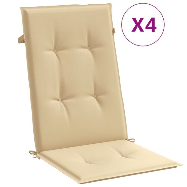 vidaXL Coussins de chaise à dossier haut lot de 4 beige mélangé tissu