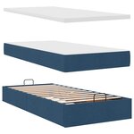 vidaXL Cadre de lit ottoman avec matelas bleu 90x190 cm tissu