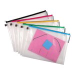 Pochettes de rangement à fermeture éclair a3 exacompta couleurs assorties - lot de 10