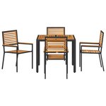 vidaXL Ensemble de salle à manger pour jardin 5 Pièces Noir et Bois