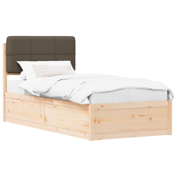 vidaXL Cadre de lit avec tête de lit rembourrée Taupe 90 x 200 cm