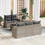 vidaXL Ensemble de canapé de jardin 6 Pièces Gris clair Poly rotin