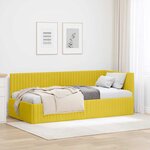 vidaXL Cadre de lit d'angle avec tête de lit Jaune 90 x 190 cm Velours