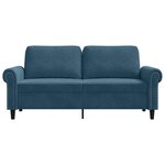 vidaXL Canapé à 2 places Bleu 140 cm Velours