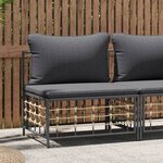 vidaXL Canapé central de jardin avec coussin gris foncé résine tressée