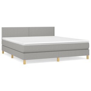 vidaXL Sommier à lattes de lit avec matelas Gris clair 180x200cm Tissu
