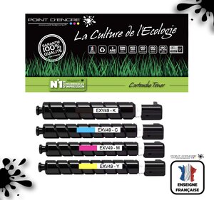 C-EXV49 - NOIR 8524B002 / CYAN 8525B002 / MAGENTA 8526B002 / JAUNE 8527B002 - Grande capacité