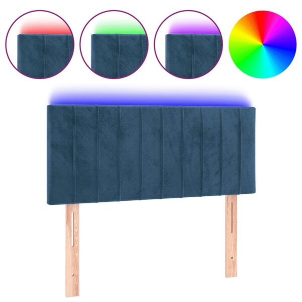 vidaXL Tête de lit à LED Bleu foncé 90x5x78/88 cm Velours