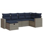 vidaXL Salon de jardin 6 Pièces avec coussins gris résine tressée