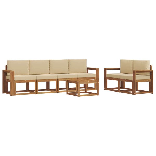 vidaXL Ensemble de canapés d'extérieur 7 pc Naturel et Beige