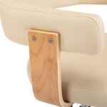 vidaXL Chaise pivotante de bureau Crème Bois courbé et similicuir