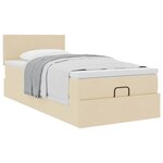 vidaXL Lit ottoman avec matelas crème 100x200 cm tissu