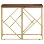 vidaXL Table console doré acier inoxydable et bois de mélèze massif
