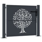 vidaXL Portail de jardin anthracite 105x80 cm acier conception d'arbre