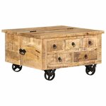 vidaXL Table basse Bois de manguier brut 70 x 70 x 40 cm