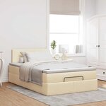 vidaXL Cadre de lit ottoman avec matelas crème 120x190 cm tissu