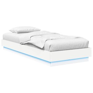 vidaXL Cadre de lit avec LED Blanc 80 x 200 cm Bois d'ingénierie