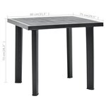 vidaXL Table de jardin Anthracite 80x75x72 cm Plastique