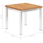 vidaXL Table d'appoint de jardin 45x45x38 cm Bois de teck et inox