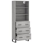vidaXL Buffet haut Sonoma gris 69 5x34x180 cm Bois d'ingénierie