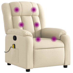 vidaXL Fauteuil inclinable de massage crème tissu