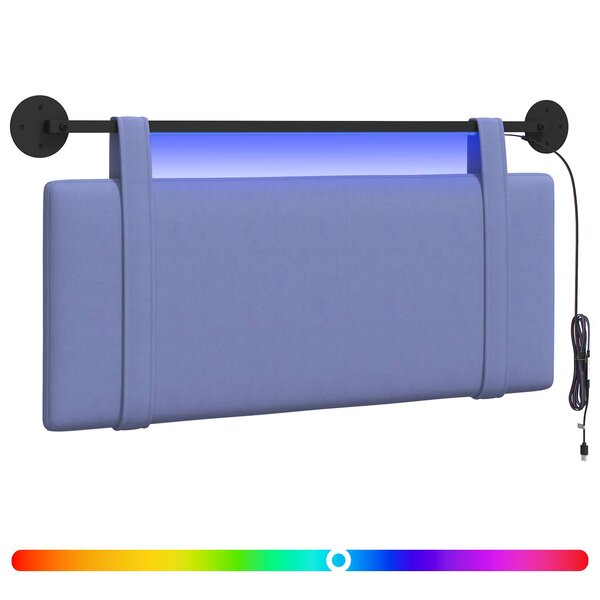 vidaXL Tête de lit suspendue Avec lumière LED Bleu denim Tissu