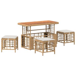 vidaXL Ensemble de salle à manger pour jardin 4 Pièces Nature et Blanc